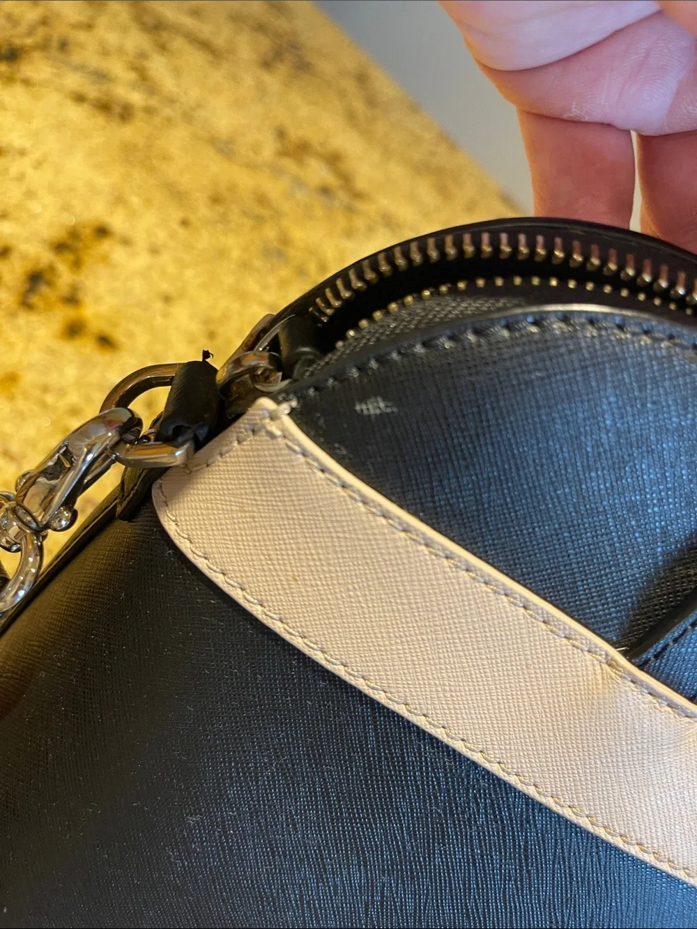 kate spade Black Satchel with Cream Bow Trim